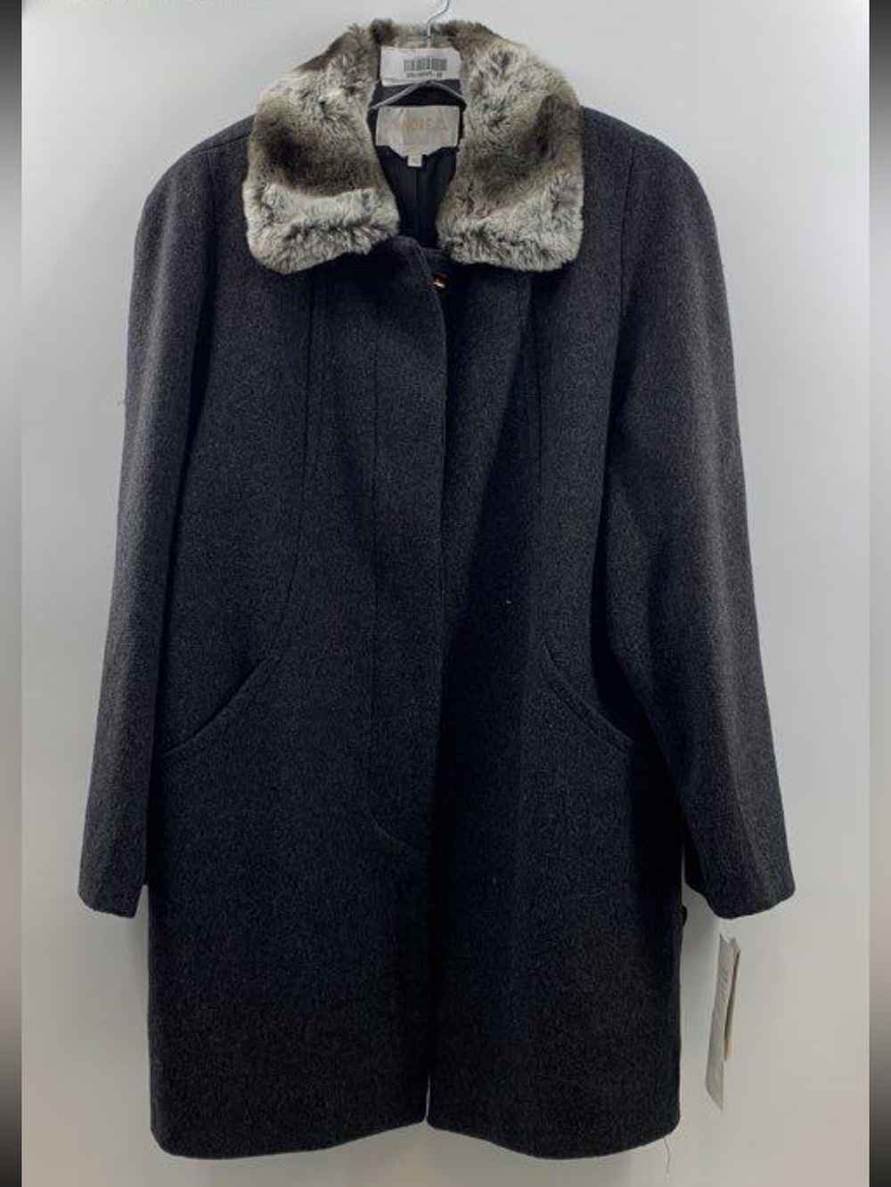 Sears Dead Stock! Wool Blend Coat with Faux Fur Collar & Accent Buttons